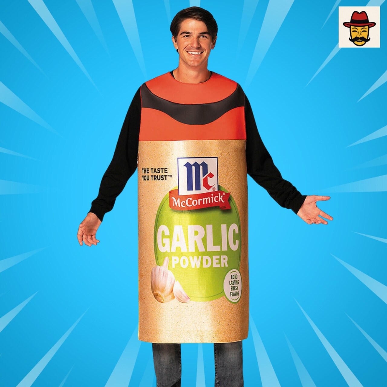 Adults McCormick Garlic Powder Spice Costume Funny Seasoning Outfit